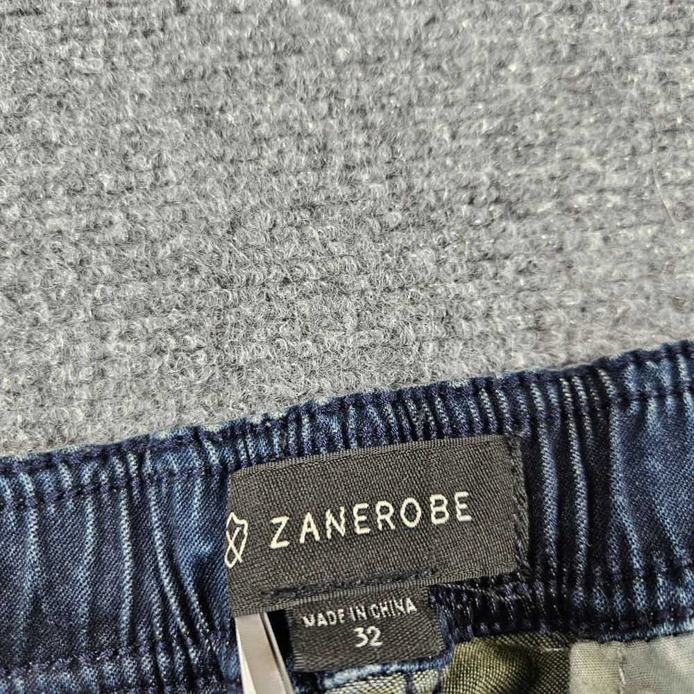 Zanerobe Sureshot Jogger Pants Mens 32 Dark Blue Faded Slim Fit Drawstring Denim